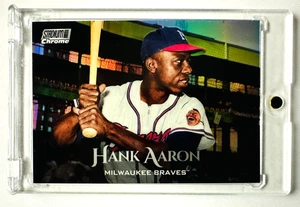 2019 Topps Stadium Chrome Hank Aaron Refractor Card #SCC-3 Braves Legend! - Picture 1 of 3