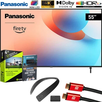 Panasonic W95 55" Mini LED 4K UHD Smart Fire TV (2024) + Paquete de Altavoces Cuello Foto 1 de 4