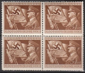 Stamp Germany Mi 865 Sc B252 Block WII Fascism War Era AH Flag MNH - Picture 1 of 1