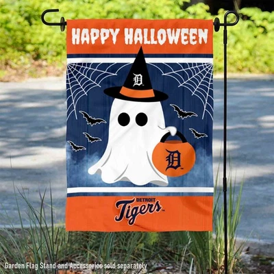 Detroit Tigers Happy Halloween Garden Flag and Yard Banner - Image 1 of 4