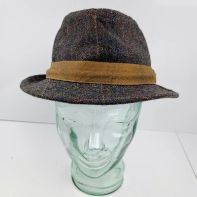 Fedora vintage Stetson tweed mistura de lã tamanho grande marrom - Imagem 1 de 4