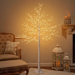 Albero di betulla illuminato da interno ed esterno 6 piedi, decorazioni natalizie, artifici - Foto 1 di 9