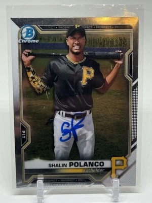 SHALIN POLANCO SIGNED 2021 BOWMAN CHROME DRAFT BDC-176 Pittsburgh Pirates - Image 1 of 2