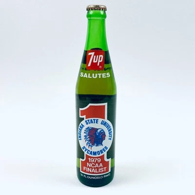 Indiana State University Sycamores 1979 NCAA basquete 7up saudações garrafa de 16 oz - Imagem 1 de 4