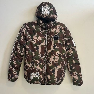 AAPE by A Bathing Ape Men's Green Camo Down Puffer Jacket Size L - Image 1 of 4