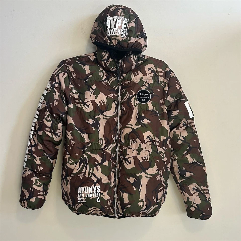 AAPE by A Bathing Ape Men's Green Camo Down Puffer Jacket Size L - Image 1 of 4