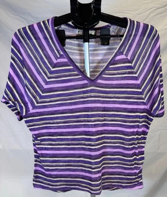 Top Decree púrpura a rayas SS talla M divertido básico Foto 1 de 4