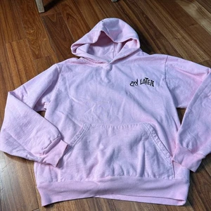 Warren Lotas Cry Later Pink Grim Reaper Graphic Hoodie Mens Small Made in USA - Afbeelding 1 van 10
