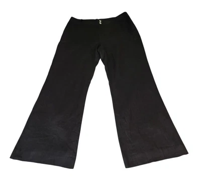 Chaps Trouser Pants Women Sz 12 Black 100% Linen Wide Leg Lined Career Office - Image 1 of 4