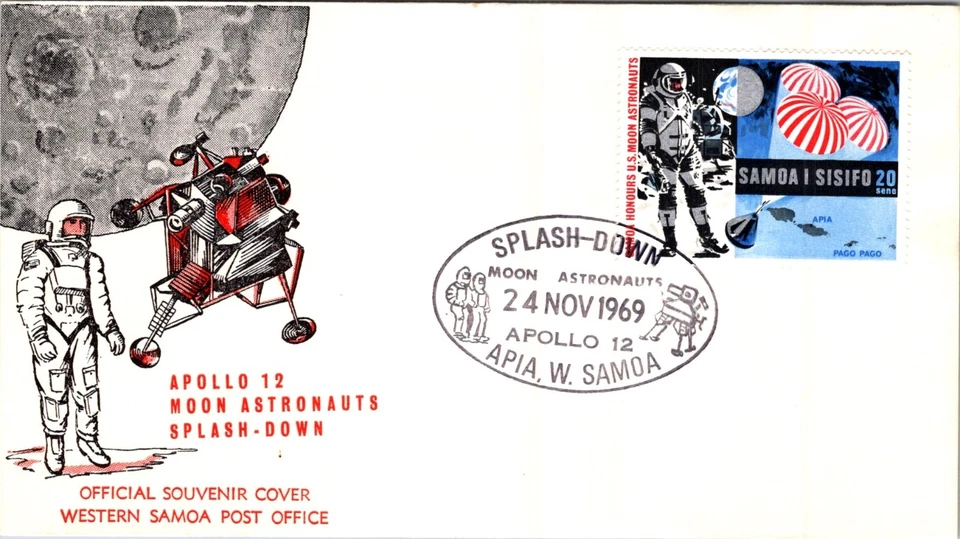 SAMOA OCCIDENTAL 1969 CACHET FDC CUBIERTA ESPACIO APOLLO 12 UNADDR y matasellos especiales Foto 1 de 2