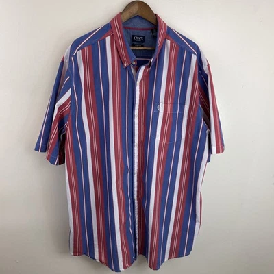 Chaps Stretch Easy Care Shirt Mens 3XLT Tall XXXL Multicolor Plaid Short Sleeve - Image 1 of 4