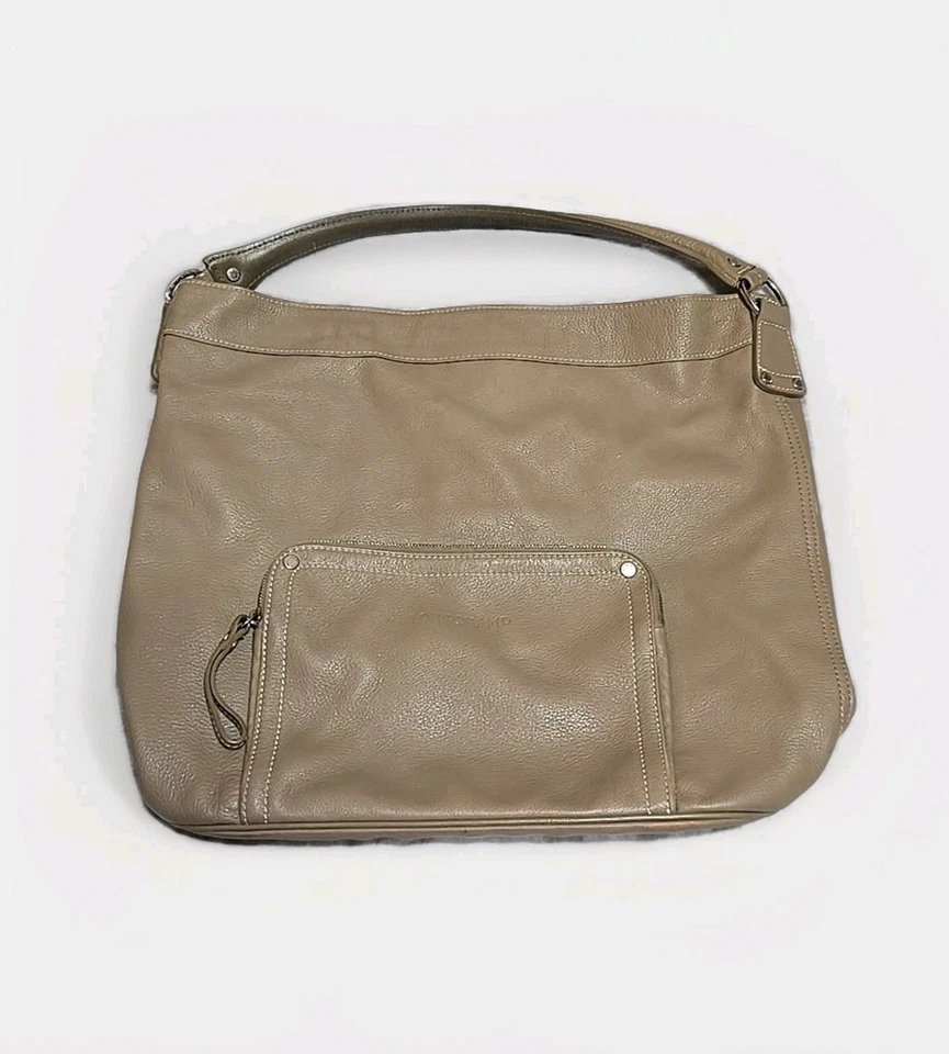 BOLSO BANDOLERA LONGCHAMP de cuero suave beige tostado 12×15×5 Foto 1 de 4