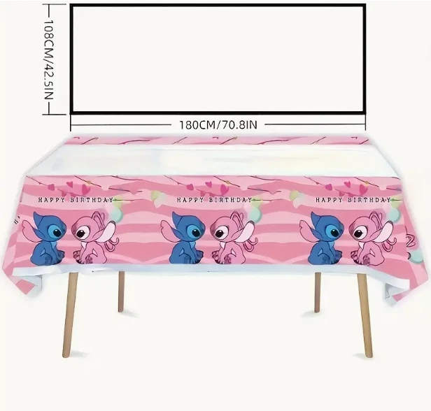 Mantel plástico fiesta cumpleaños STITCH and ANGEL Disney 70x42 rosa azul Foto 1 de 1