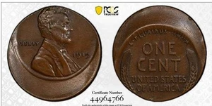 Very unusual 1919 Wheat penny Error Coin PCGS AU50 - Picture 1 of 5