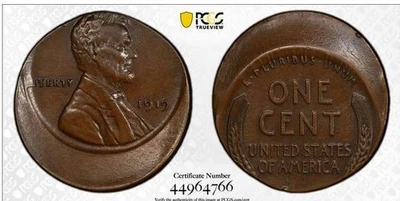 Very unusual 1919 Wheat penny Error Coin PCGS AU50 - Image 1 of 4