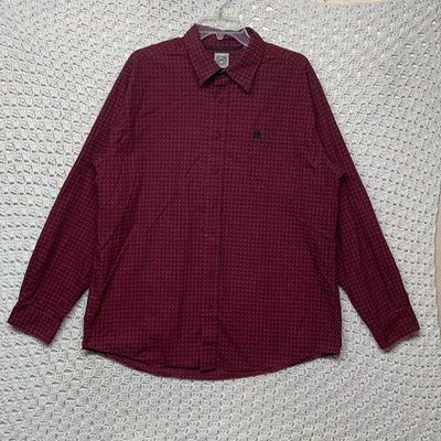 Camisa Cinch Western Para Hombre L Borgoña Geométrica Manga Larga Con Botones 100% Algodón Foto 1 de 4