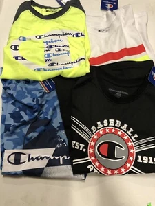 Lot Of 4 Champion Boys Short Sleeve Shirts Size 10/12 Brand New - Picture 1 of 4