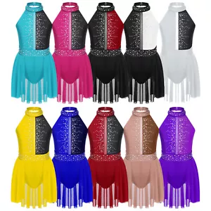 FEESHOW Girls Lyrical Dance Dress Rhinestones Gymnastic Leotard Ballet AU - Picture 1 of 97