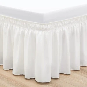 Bed Skirt Wrap Around Elastic Dust Ruffles Solid Color Wrinkle and Fade Resis... - Picture 1 of 9