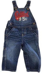 OshKosh B'Gosh 12M Blue Denim Vestbak Overalls Snap Crotch - Picture 1 of 7