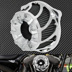 Spiral Chrome Cut Air Cleaner Intake Filter Fit For Harley Touring 2000-07 Dyna - Picture 1 of 9