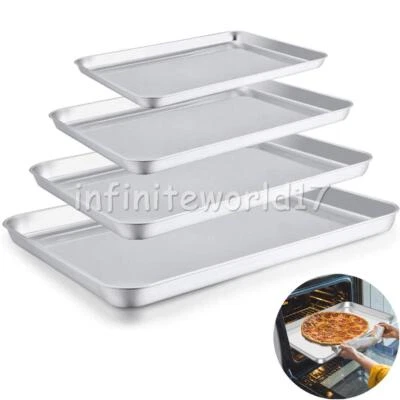 Stainless Steel Baking Tray Set Non-Stick Sheet Oven Bakeware Pans BBQ Plate
