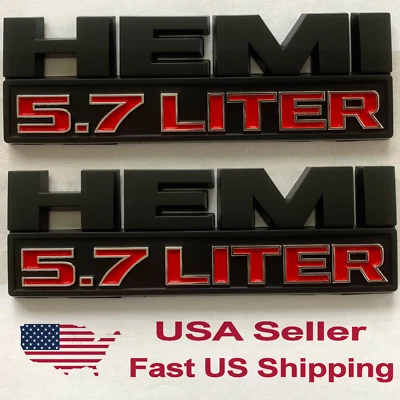 2 PIEZAS Negro Rojo RAM 1500 2500 3500 Hemi 5.7 LITROS Guardabarros Emblema Insignias Foto 1 de 3