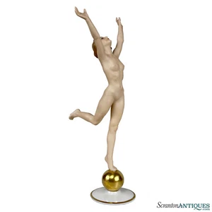 Antique Art Deco Karl Tutter Nude Women Figural Sculpture - 14" - Picture 1 of 11