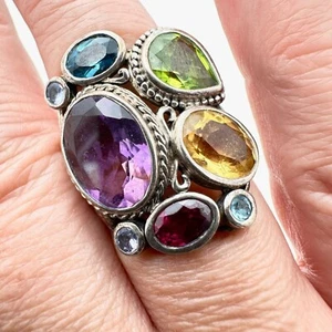 Samuel Benham Women Ring Madeira Collection Sterling Silver Multi Gemstone 8 - Picture 1 of 5