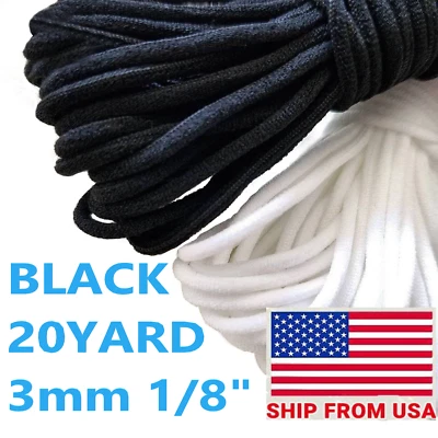 20-200 yardas banda elástica cordón oreja colgante costura para hágalo usted mismo 3 mm 1/8" redondo negro Foto 1 de 4