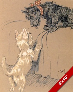 TERRIER FRIENDS PET PUPPY DOG ANIMAL ART CECIL ALDIN PAINTING PRINT REAL CANVAS - Picture 1 of 1