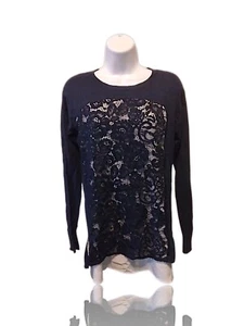 Simply Vera Sz XS Lined Cut Out L/S Top, Navy/White. NS-24 - Picture 1 of 9