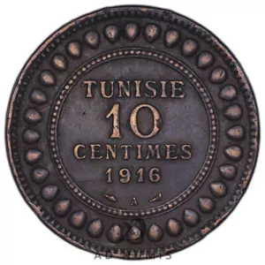 Tunesien 10 Cent 1916 A Bronze Muhammad al-Nasir französisches Protektorat Münze - Bild 1 von 2