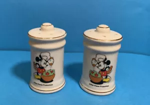 Walt Disney Chef Mickey Mouse Vintage Salt Pepper Shakers Set Japan Stickers - Picture 1 of 4