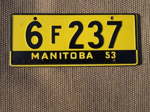 1953 Manitoba Wheaties Miniature Cereal Bicycle License Plate 6 F 237 - Picture 1 of 2