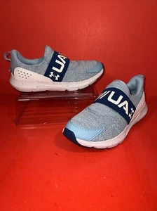 Under Armour. SURGE 3 SLIP GS 'PAINT SPLATTER'. Blue Slip On. Sz 5Y / 6.5 W - Picture 1 of 7