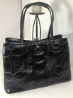 Coach Signature Satchel Patent Framed Carryall Black Silver F19215