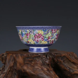 Fine Chinese Qing Qianlong old antique Porcelain famille rose flower bowl - Picture 1 of 5
