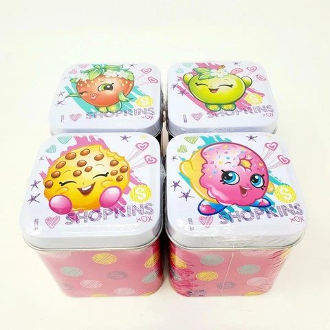 Shopkins Complete Set of 4 New Sealed Tins - Magnet + Mini Poster + Stickers Cover