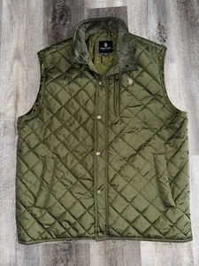 U.S. Polo Assn Men's Size 2X Large Green Diamond Puffer Vest Corduroy Collar - Picture 1 of 6