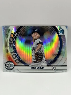 2020 Bowman Chrome Draft Deivi Garcia #BTP-70 Scouts Top 100 Yankees NM - Image 1 of 2