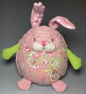 Maison Chic Stofftier Hase Kaninchen rosa grüne Punkte Paisley Plüschtier Kuscheltier - Bild 1 von 2