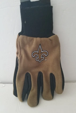 New Orleans Saints Gloves Sports Logo Utility Work Garden NEW Colored Palm Cover