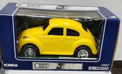 ICHIKO VOLKSWAGEN 1200A BEETLE 1:18 SCALE ICHIKO TIN TOY CAR Yellow VW BUG - Image 1 of 4