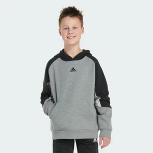adidas Boys' Colorblock Hood Pullover Size: Small (8) Dark Heather IV3771 - Picture 1 of 6