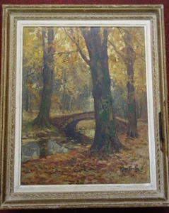 Huile sur toile HST Kees Fryloux ??? " le vieux pont " 40x48 cm - Bild 1 von 8