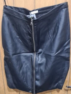 Brave soul PU zip front skirt black size 12 FL41 - Picture 1 of 1