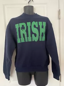 Notre Dame Irish Sweatshirt Navy Blue Medium - Picture 1 of 4