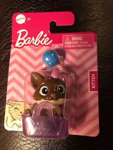New Mattel Barbie Brown Kitten Kitty Cat Pet Purple Basket Toy Accessory GWW19 - Picture 1 of 3