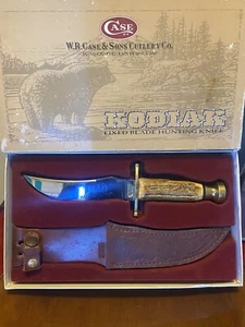 CASE XX KODIAK COLLECTIBLE HUNTING KNIFE WITH STAG HANDLE & LEATHER SHEATH - Picture 1 of 6
